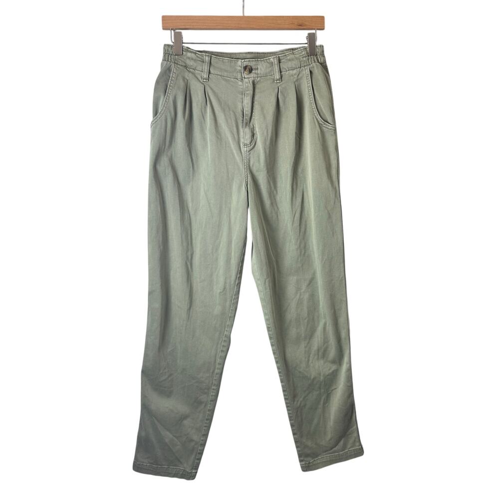 American Eagle Trouser Pants Women’s Size 8 Green Relaxed Elastic Waist Casual